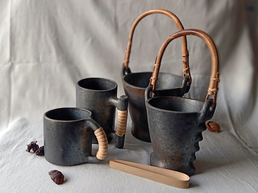 Longpi Black Pottery Ice Bucket Large