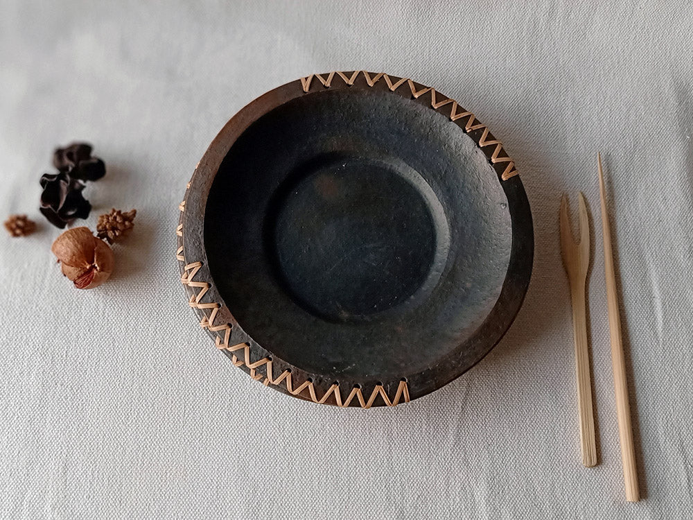 Longpi Black Pottery Serving Platter Round