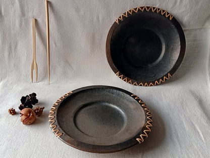 Longpi Black Pottery Serving Platter Round