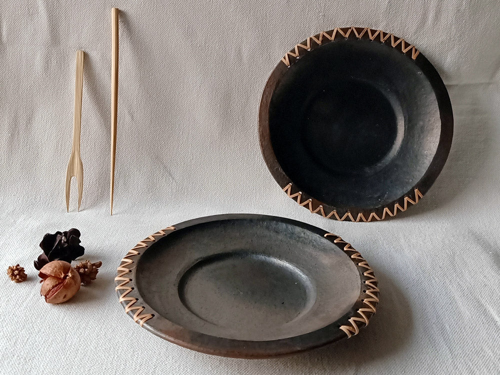 Longpi Black Pottery Serving Platter Round