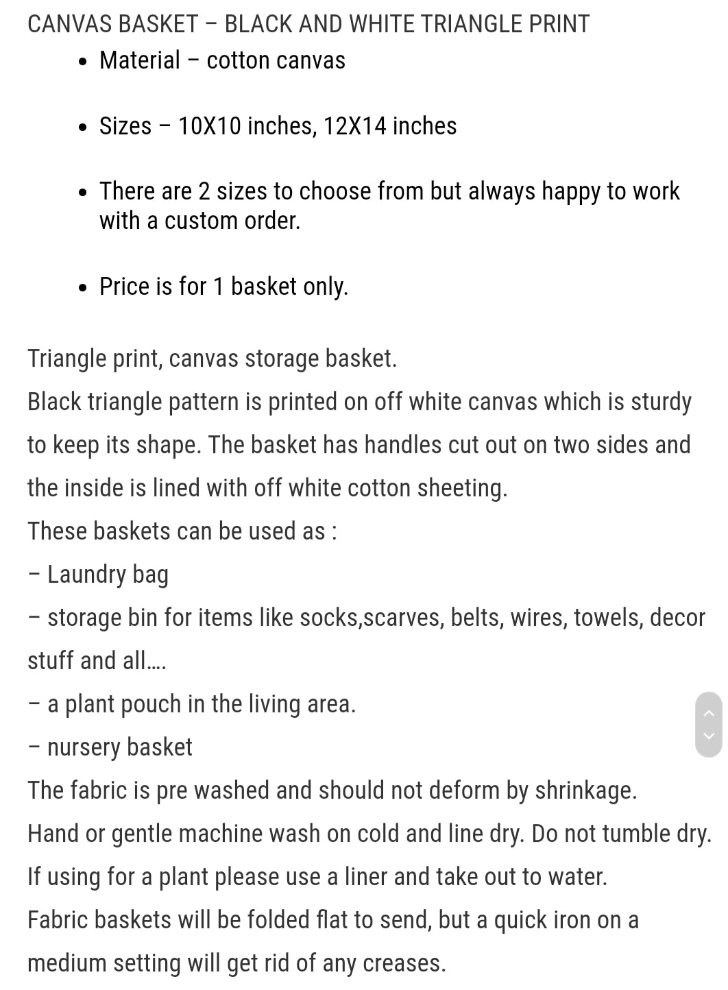 Canvas basket Tringle Print