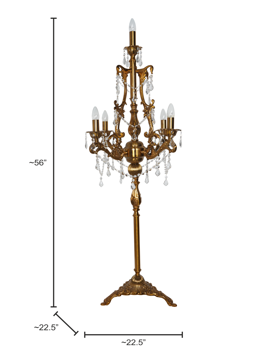 Aluminium and Crystals Floor Lamp dimensions