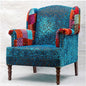 Sofa With Assorted Brasso Fabric in Handles & Blue Brasso in Base And Back