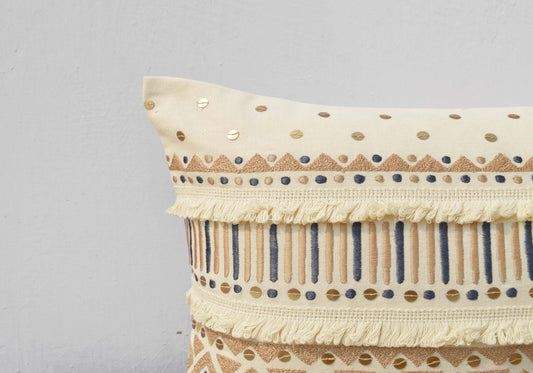 Cream colour pillow cover, embroidered II