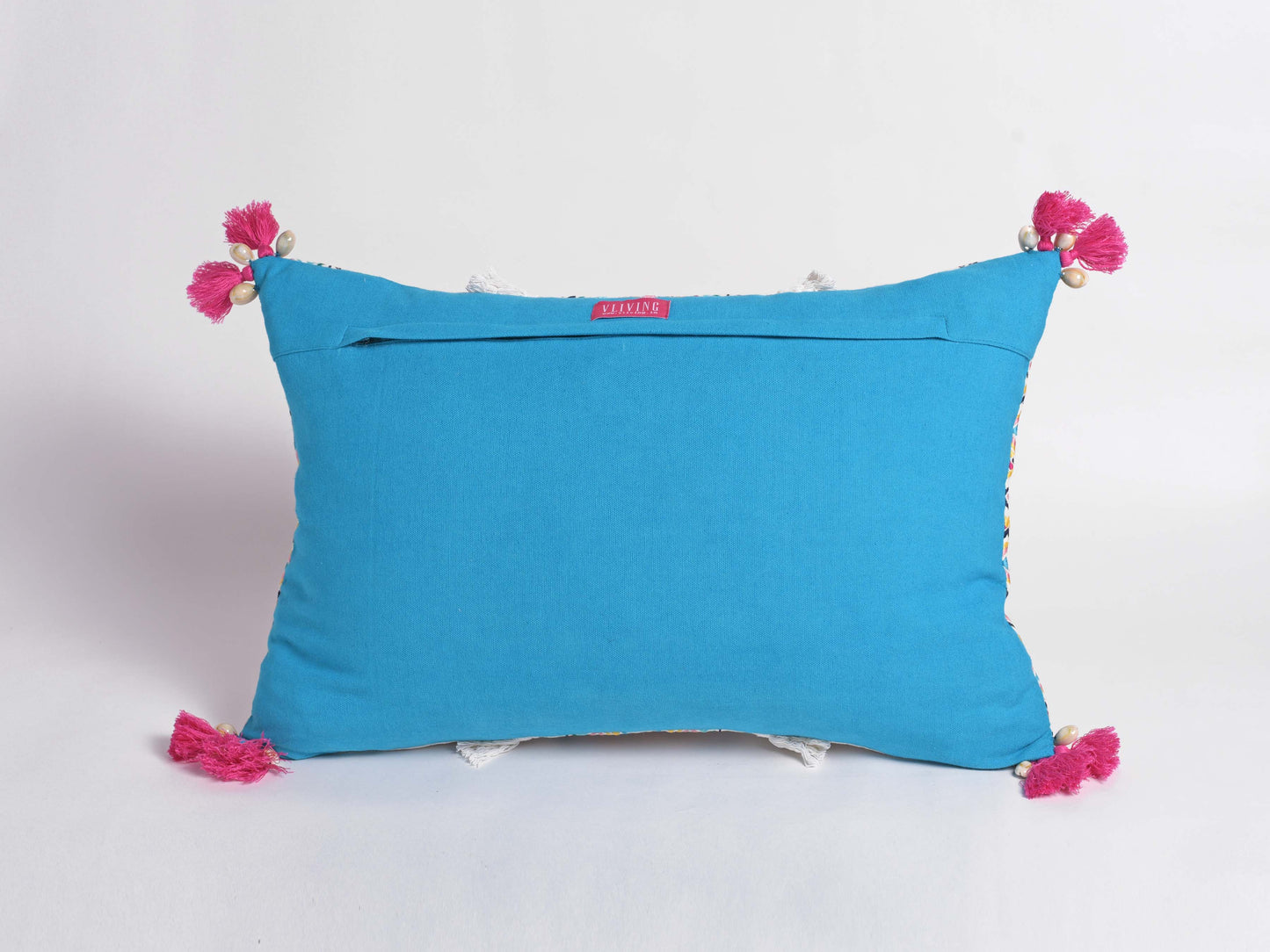 Embroidered pillow cover, multicoloured, handmade, bohemian, 14X21 inches