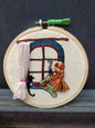 Sit back and relax - Hand embroidered 3D hoop art