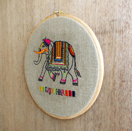 Elephant Embroidery Hoop art