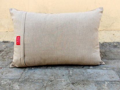 Linen pillow cover, embroidered horse