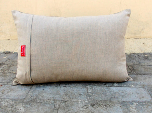 Linen pillow cover, embroidered horse