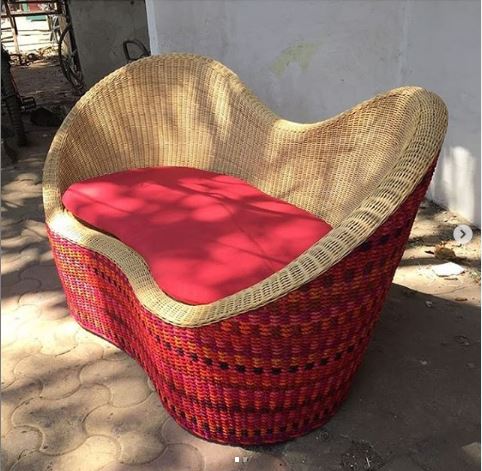 The Love Seat in Cane side view