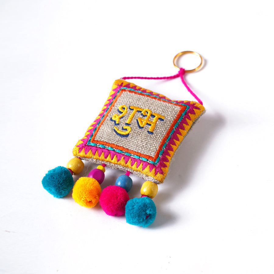 Pair of Shubh Labh tassels - Multicolor