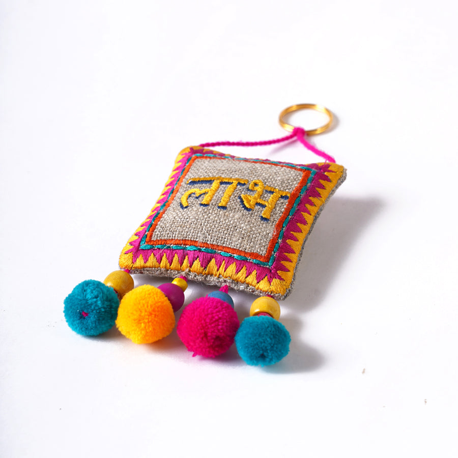 Pair of Shubh Labh tassels - Multicolor