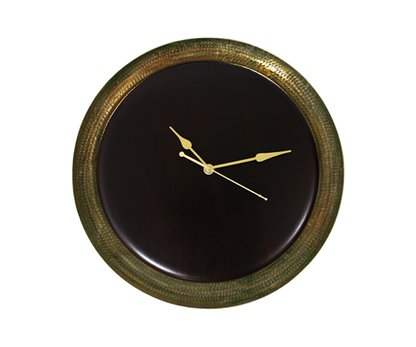 Aevum Wood and Brass Wall Clock - Brown & Gold