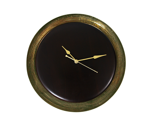 Aevum Wood and Brass Wall Clock - Brown & Gold