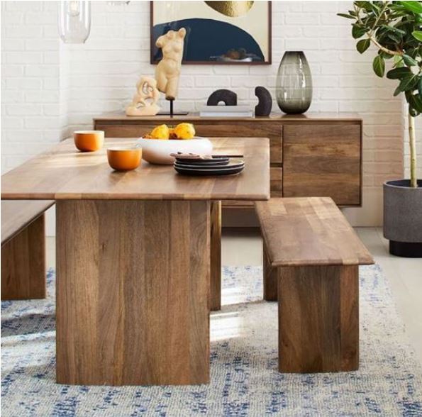 Soldi Handcrafted Wooden Dining Table side view
