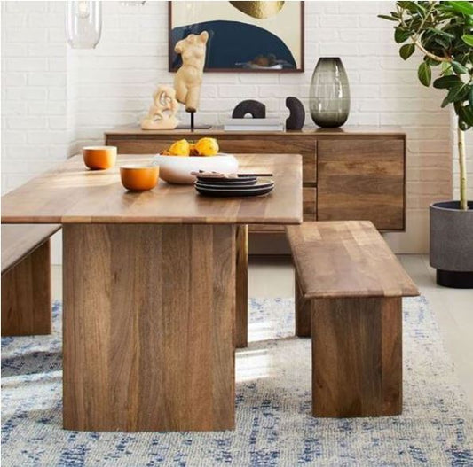Soldi Handcrafted Wooden Dining Table side view